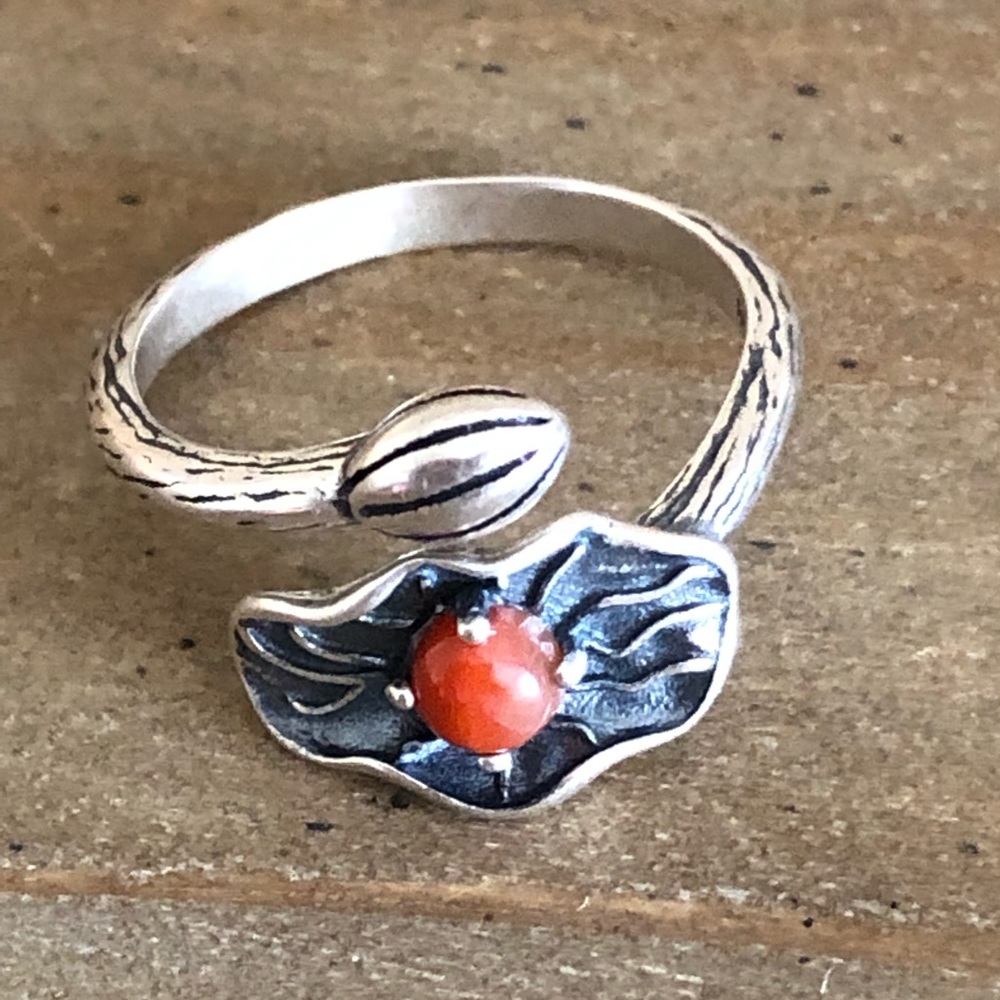 NWOT Sterling silver carnelian adjustable ring